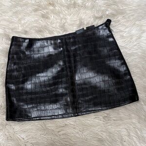 Divided Faux Leather Skirt